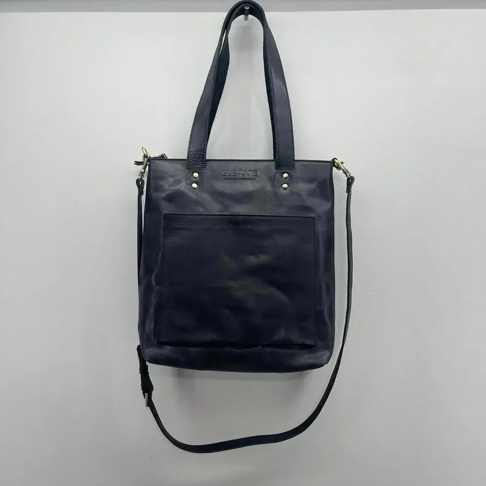 Elevate People Leather Bucket Bag Tote‎ Black Full-Grain Crossbody Minimalist